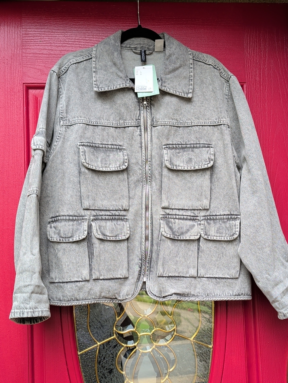 NWT - H&M Denim Utility Jacke - Washed Gray